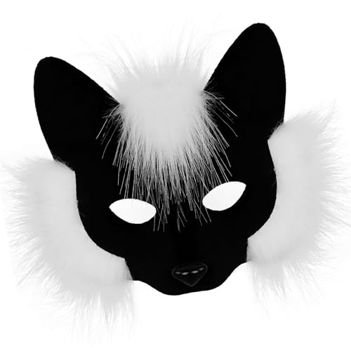 Ldabrye Halbgesichtsfüchse Maske Kunststoff Leicht Bequemes Cosplay Kostüm Accessoire Für Halloween Party Leichtes Kunststoffmaske von Ldabrye
