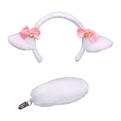 Ldabrye Halloween Schafkostüm Ohrstirnband Plüsch Schwanzkostüm Accessoires Für Kid Girl Halloween Cosplay Party Accessoires von Ldabrye