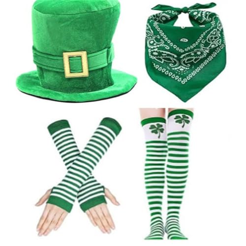 Ldabrye Irischer Nationalfeiertag, Kostüm, grünes Kleeblatt, große Mütze, Socken, Armärmel, Kostüm-Set für Feiertage, Veranstaltungen Ldabrye Irischer Nationalfeiertag, Kostüm, grünes Kleeblatt, große Mütze, Socken, Armärmel, Kostüm-Set für Feiertage, Veranstaltungen von Ldabrye
