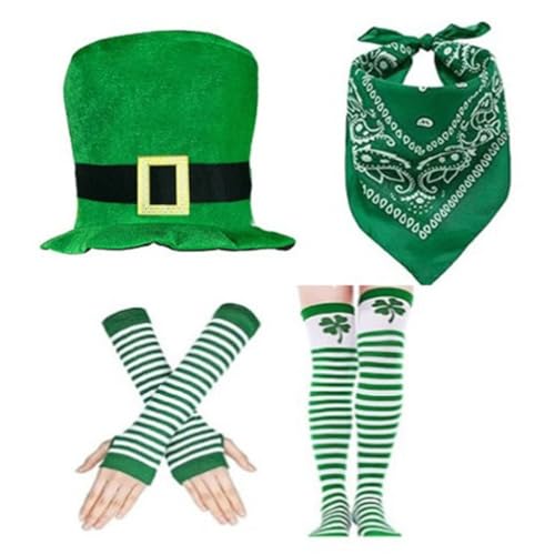 Ldabrye Irischer Nationalfeiertag, Kostüm, grünes Kleeblatt, große Mütze, Socken, Armärmel, Kostüm-Set für Feiertage, Veranstaltungen Ldabrye Irischer Nationalfeiertag, Kostüm, grünes Kleeblatt, große Mütze, Socken, Armärmel, Kostüm-Set für Feiertage, Veranstaltungen von Ldabrye