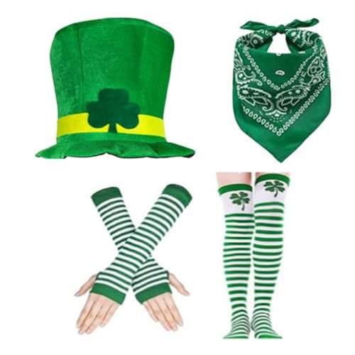 Ldabrye Irischer Nationalfeiertag, Kostüm, grünes Kleeblatt, große Mütze, Socken, Armärmel, Kostüm-Set für Feiertage, Veranstaltungen Ldabrye Irischer Nationalfeiertag, Kostüm, grünes Kleeblatt, große Mütze, Socken, Armärmel, Kostüm-Set für Feiertage, Veranstaltungen von Ldabrye