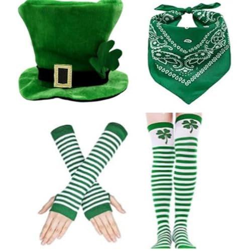 Ldabrye Irischer Nationalfeiertag, Kostüm, grünes Kleeblatt, große Mütze, Socken, Armärmel, Kostüm-Set für Feiertage, Veranstaltungen Ldabrye Irischer Nationalfeiertag, Kostüm, grünes Kleeblatt, große Mütze, Socken, Armärmel, Kostüm-Set für Feiertage, Veranstaltungen von Ldabrye