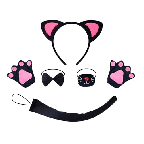 Ldabrye Katzenkostüm-Set, Netzrock, schöne Katzenohren, Haarreif, Katzenohren, Stirnband, Plüschschwanz, Fliege, Partyzubehör für Halloween Ldabrye Katzenkostüm-Set, Netzrock, schöne Katzenohren, Haarreif, Katzenohren, Stirnband, Plüschschwanz, Fliege, Partyzubehör für Halloween von Ldabrye