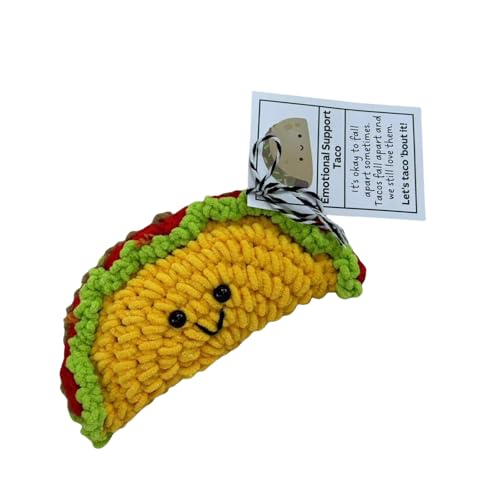 Ldabrye Miniatur Tacos Häkelpolsterpuppen Handgefertigtes Dekoratives Gestricktes Spielzeug Für Emotionale Unterstützung Mit Ermutigungskarte von Ldabrye