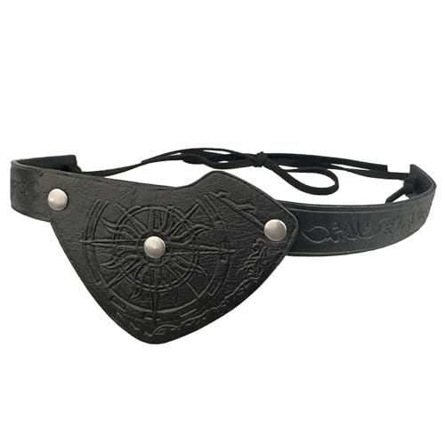 Ldabrye Mittelalterliche Leder Augenflecken Vintage Geprägte Augenabdeckungen Halloween Mittelalterlicher Brillenzubehör Für Männer Larp Rollenspiele Piratenkostümzubehör von Ldabrye