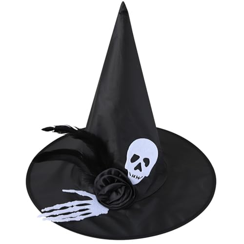 Ldabrye Schädelkopf Witch Caps Für Erwachsene Wizard Halloween Party Kopfbedeckung Cloche Urlaub Kopfwege Rollenspiele Bühne von Ldabrye