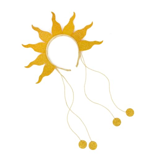 Ldabrye Stirnband Flamme Stirnband Göttinnen Kronen Kopfschmuck Halloween Kostüm Cosplay Kopfbedeckung Glitzer Sonne Stirnbänder Flamme Haarband von Ldabrye