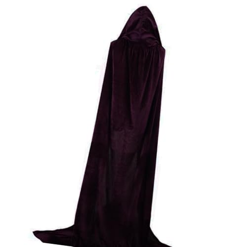 Ldabrye Totenumhang aus Samt für Erwachsene, mit passendem Hexenhut, Sense und Handschuhen, Set für Halloween und Hexe, Cosplay, Kostümpartys von Ldabrye
