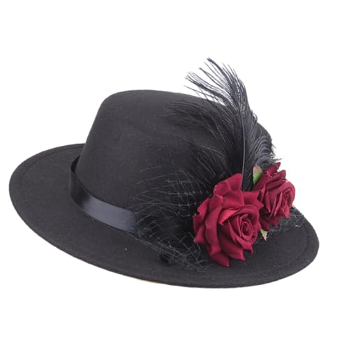 Ldabrye Viktorianischer Hut Vintage Blume Federhüte Sterevunk Top Hüte Halloween Cosplay Kostüm Zubehör Party Geschenk Vintage Blume Feder von Ldabrye