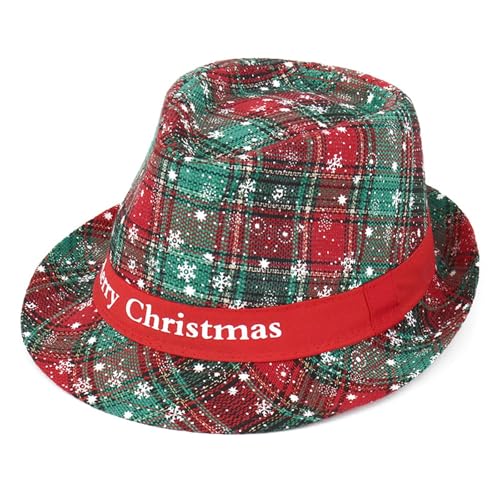 Ldabrye Weihnachten Jazzy Unisex Cosplay Kostüm Überprüft Muster Party Stage Requisiten Gentleman Hat Festival Kopfbedeckung von Ldabrye