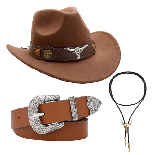 Ldabrye Western-Cowgirl-Kostüm-Set, Outfits, Cowgirls, Hüte, Gürtel für Halloween, Party, Verkleidung, Rollenspiele, Cosplay-Kostüm von Ldabrye