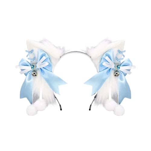 Ldabrye Wolf Kostümzubehör Bowknot Furry Stirnband Plüsch Tail Anime Cosplay Outfit Für Frauen Maskerade Halloween Rollenspiel Wolf Ohrstirnband von Ldabrye