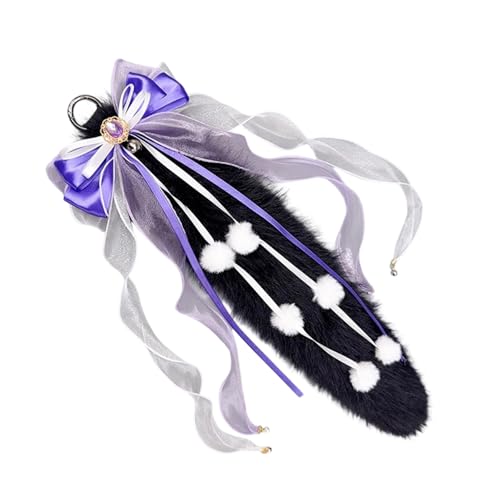 Ldabrye Wolf Kostümzubehör Bowknot Furry Stirnband Plüsch Tail Anime Cosplay Outfit Für Frauen Maskerade Halloween Rollenspiel Wolf Ohrstirnband von Ldabrye