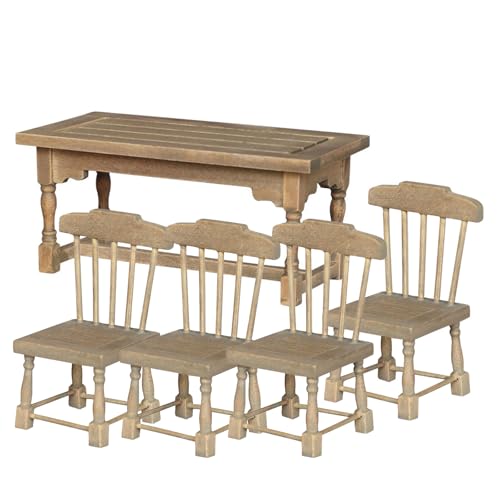 Miniatur-Puppenhäuser, Esstisch und Stühle für Puppenhäuser im Maßstab 1:12, Dekoration, Kinder, Rollenspiel, Zubehör, Holz, Puppenhäuser, Tisch Miniatur-Puppenhäuser, Esstisch und Stühle für Puppenhäuser im Maßstab 1:12, Dekoration, Kinder, Rollenspiel, Zubehör, Holz, Puppenhäuser, Tisch von Ldabrye