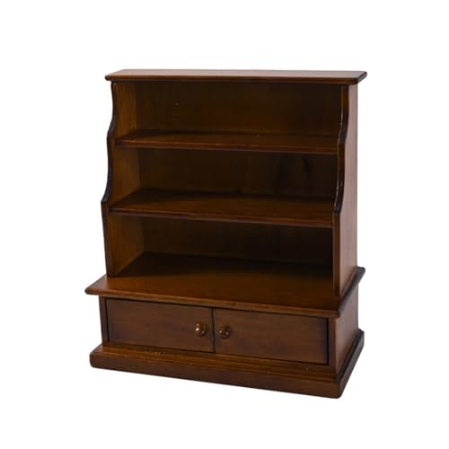 Vintage White Holzpuppenhäuser Bücherregal 1/12 Skala Winzes Bibliothek Aufbewahrungsregal Für Spielzeugräume Vintage Weiße Miniaturwandschrank von Ldabrye