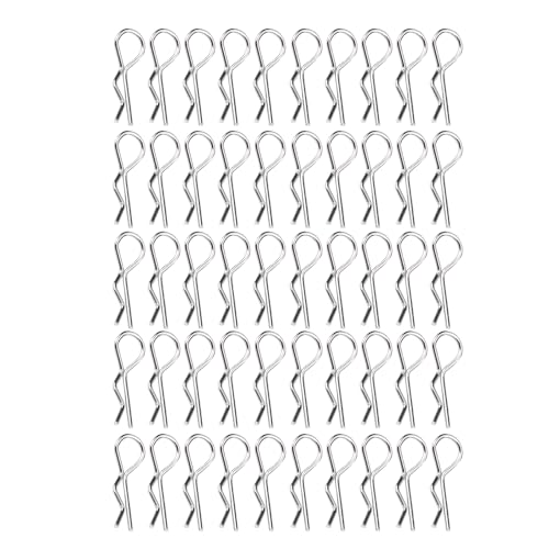 Ldafava 50 Stück RC Auto Clip Pins,Stück RC-Karosserieclip-Stifte, Edelstahl R Typ Pin für 1/10 1/12 1/16 Fernbedienung Auto Shell Modell Ersatzteil, Karosserie Splinte Klammern von Ldafava