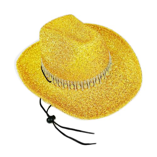 Ldbuejiaja Brauthut, schimmernde Strasssteine, Cowgirl-Hut, glitzernder Kristall, Panama-Hut für Musikfestivals, glitzerndes Party-Outfit von Ldbuejiaja