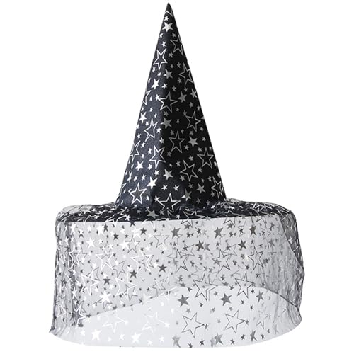 Ldbuejiaja Halloween Party Hexenhüte Schleier Blume Spitzkappen Cosplay Zubehör Einzigartige Hexenhut Cosplay Zubehör von Ldbuejiaja