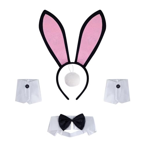 Ldbuejiaja Hasenkostüm für Damen, inklusive Ohr, Stirnband, Fliege, Kragen, Manschetten und Schwanz, Zubehör für Ostern, Halloween, Cosplay, Party Ldbuejiaja Hasenkostüm für Damen, inklusive Ohr, Stirnband, Fliege, Kragen, Manschetten und Schwanz, Zubehör für Ostern, Halloween, Cosplay, Party von Ldbuejiaja