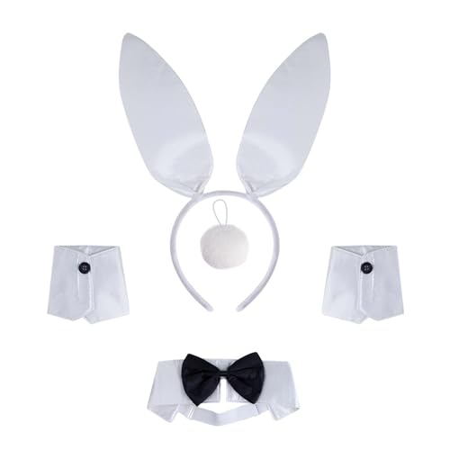 Ldbuejiaja Hasenkostüm für Damen, inklusive Ohr, Stirnband, Fliege, Kragen, Manschetten und Schwanz, Zubehör für Ostern, Halloween, Cosplay, Party Ldbuejiaja Hasenkostüm für Damen, inklusive Ohr, Stirnband, Fliege, Kragen, Manschetten und Schwanz, Zubehör für Ostern, Halloween, Cosplay, Party von Ldbuejiaja