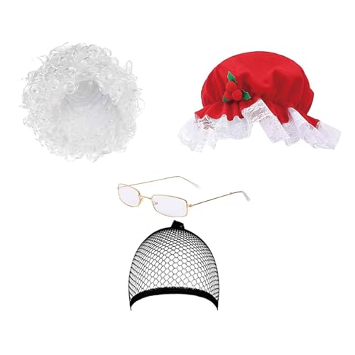Ldbuejiaja Mrs. Clause Hut Santa Haar Halskette Schürze und Brille Set Santa Kostüm Zubehör für Frauen Weihnachten Cosplay Ldbuejiaja Mrs. Clause Hut Santa Haar Halskette Schürze und Brille Set Santa Kostüm Zubehör für Frauen Weihnachten Cosplay von Ldbuejiaja