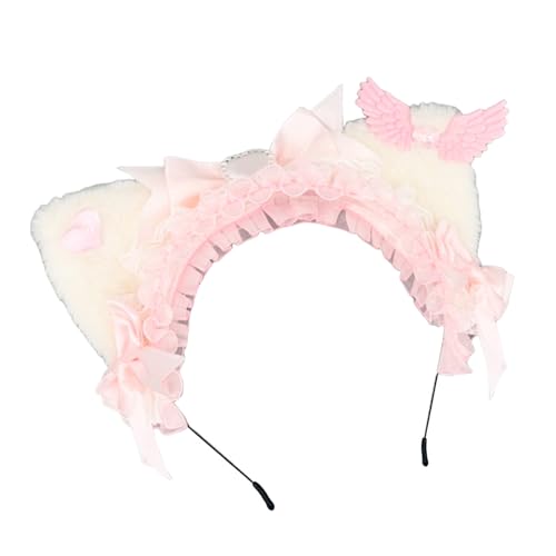 Ldbuejiaja Stylischer Anime-Kätzchen-Haarreif, auffälliger Kopfschmuck, Flügel-Kopfbedeckung für Bühne, Halloween, Cosplay, Rollenspiele von Ldbuejiaja