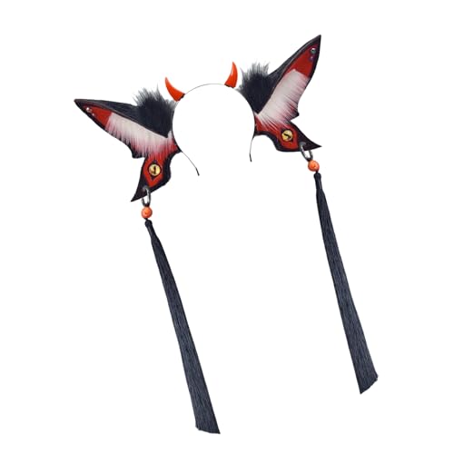 Ldbuejiaja Stylischer Anime-Schmetterlings-Haarreif, auffälliger Kopfschmuck, lange Quasten, Kopfbedeckung für Bühne, Halloween, Cosplay, Rollenspiele von Ldbuejiaja