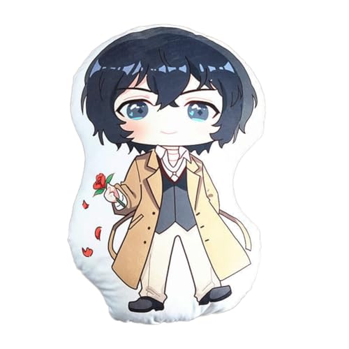 Ldruieu Bungo Stray Dogs Plüschkissen 45cm Nakajima Atsushi/Nakahara Chuuya/Dazai Osamu Plüschpuppe Anime Kopfkissen Gefüllte Sofadekoration Rückenkissen Geburtstagsgeschenk von Ldruieu