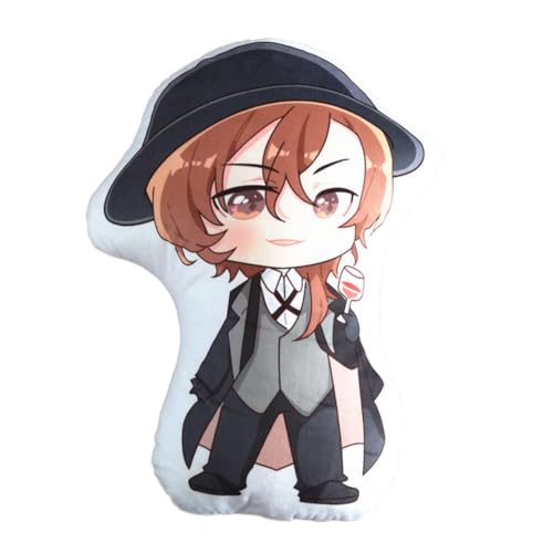 Ldruieu Bungo Stray Dogs Plüschkissen 45cm Nakajima Atsushi/Nakahara Chuuya/Dazai Osamu Plüschpuppe Anime Kopfkissen Gefüllte Sofadekoration Rückenkissen Geburtstagsgeschenk von Ldruieu