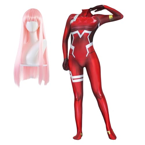 Ldruieu Darling in the Franxxx Cosplay Kostüm Zero Two Anime Cosplay Bodysuit Halloween Kostüm Karneval Party Erwachsene Overalls Geschenke für Anime Fans von Ldruieu