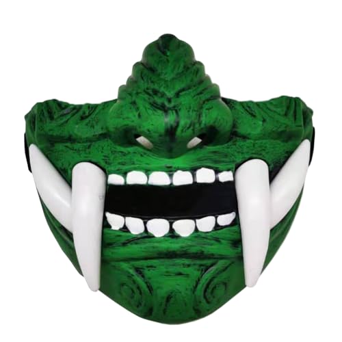 Ldruieu Halloween Dämonenmaske Horror Cosplay Maske Halbgesichtige Teufelsmaske mit Fangzähnen Halloween Teufel Cosplay Requisiten von Ldruieu