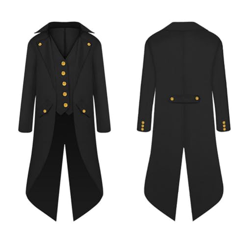 Ldruieu Halloween Kostüm Herren Steampunk Tuxedo Mittelalterlich Retro Mantel Männer Cosplay Halloween Kostüm Karneval Party Kostüm Bühnenauftritt Uniform Erwachsene von Ldruieu