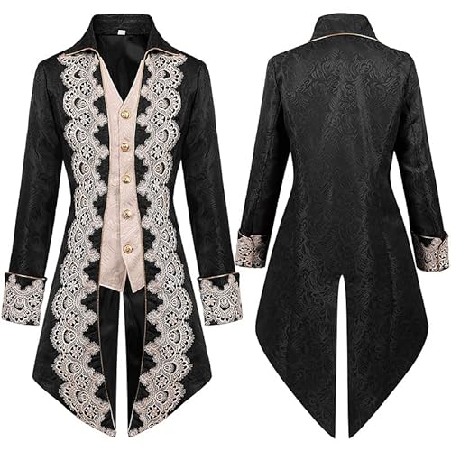 Ldruieu Herren Smoking Kostüm-Steampunk Jacke für Herren Mittelalterliche Viktorianische Mäntel Uniform Europäischer Court Style Herren Cosplay von Ldruieu