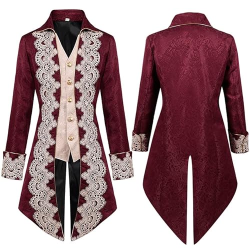 Ldruieu Herren Smoking Kostüm-Steampunk Jacke für Herren Mittelalterliche Viktorianische Mäntel Uniform Europäischer Court Style Herren Cosplay von Ldruieu
