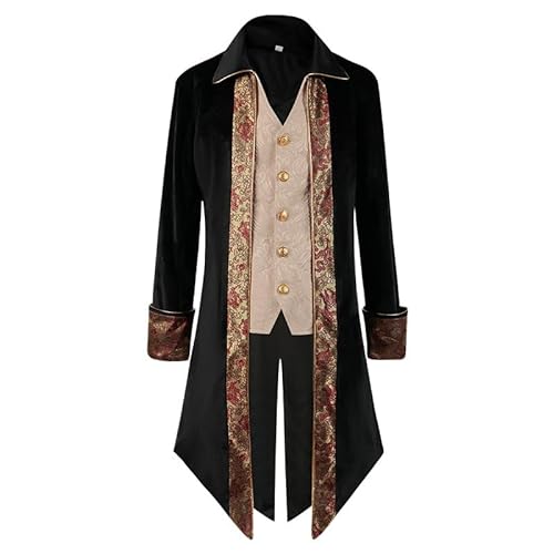 Ldruieu Herren Smoking Kostüm-Steampunk Jacke für Herren Mittelalterliche Viktorianische Mäntel Uniform Retro Style Herren Cosplay von Ldruieu
