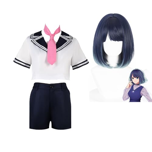 Ldruieu Oshi No Ko Anime Cosplay-Akane Kurokawa Cosplay Matrosenuniform Sommerkleidung Full Set Halloween Anime Party Cosplay Kostüm Damen von Ldruieu