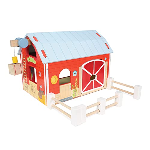 Le Toy Van – Bauernhof & Tiere-Sammlung aus Holz, Rote Scheune | Pädagogisches Rollenspiel | Für Mädchen & Jungen | Geeignet für Kinder ab 3 Jahren von Le Toy Van