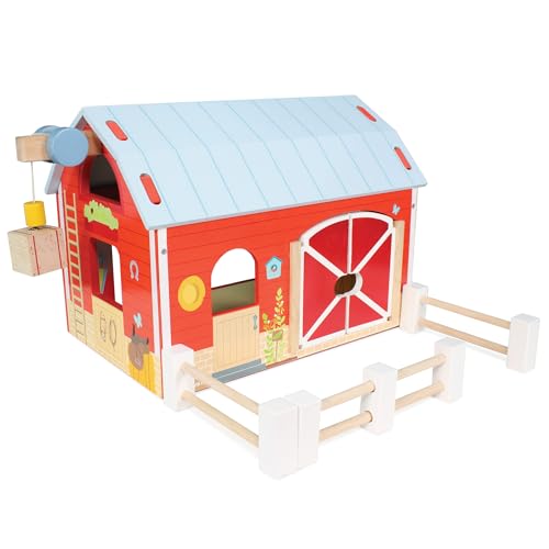 Le Toy Van – Bauernhof & Tiere-Sammlung aus Holz, Rote Scheune | Pädagogisches Rollenspiel | Für Mädchen & Jungen | Geeignet für Kinder ab 3 Jahren von Le Toy Van