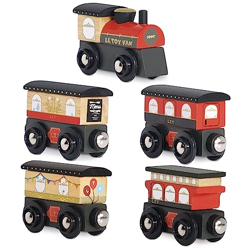 Le Toy Van - TV710 - Royal Express Holzeisenbahn für Kinder ab 3 Jahren, Montessori-Spiel mit 5 abnehmbaren Magnetwagen, hergestellt aus ökologischem FSC-zertifiziertem Holz und bemalt mit Farben auf Wasserbasis von Le Toy Van