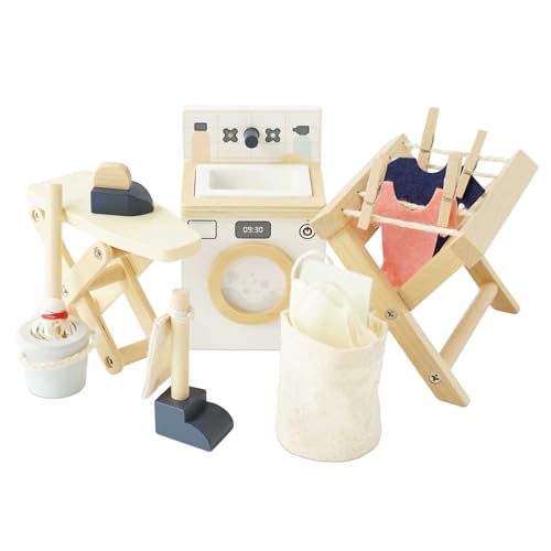 Le Toy Van – Daisylane Waschraum-Zubehörset aus Holz für Puppenhäuser | Puppenhaus-Möbelsets für Mädchen – Geeignet für Kinder ab 3 Jahren von Le Toy Van