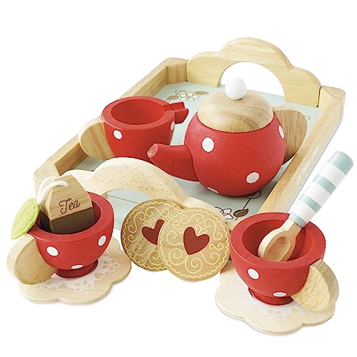 Le Toy Van – Honeybake Tee-Set Rollenspiel aus Holz für Kinder, mit Teekanne, Tablett, Tassen und Untersetzern | Nachmittagstee Rollenspiel für Mädchen von Le Toy Van