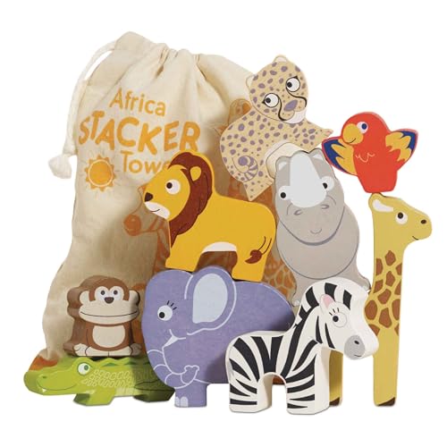 Le Toy Van - PL117 - Lernspiel Tiere der Savanne, stapelbar, für Kinder ab 18 Monaten, Balance-Aktivität, 9 Tiere und Tasche, aus FSC-Holz, ökologisches Spiel, plastikfrei, Petilou Le Toy Van - PL117 - Lernspiel Tiere der Savanne, stapelbar, für Kinder ab 18 Monaten, Balance-Aktivität, 9 Tiere und Tasche, aus FSC-Holz, ökologisches Spiel, plastikfrei, Petilou von Le Toy Van
