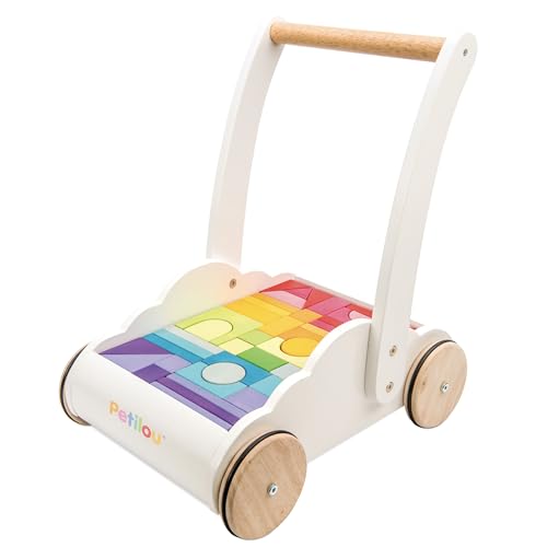 Le Toy Van – Pädagogischer Petilou Lauflernwagen „Regenbogen & Wolken“ aus Holz für Kleinkinder und Babys | Für Mädchen & Jungen | Geeignet für Kinder ab einem Jahr von Le Toy Van