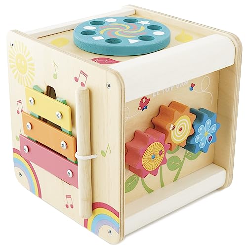 Le Toy Van – Pädagogischer Petilou Multi-Sensorikwürfel aus Holz mit Drehrad | Für Mädchen & Jungen | Geeignet für Kinder ab 2 Jahren von Le Toy Van
