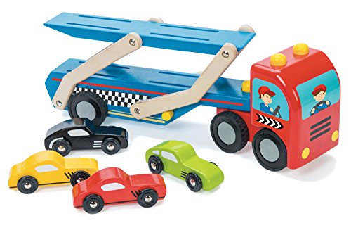Le Toy Van – Rennauto-Transportfahrzeug Spielset aus Holz – Mit 4 Holzautos | Für Mädchen & Jungen Fahrzeug-Rollenspiel für Kinder – Geeignet für Kinder ab 3 Jahren, TV444 von Le Toy Van