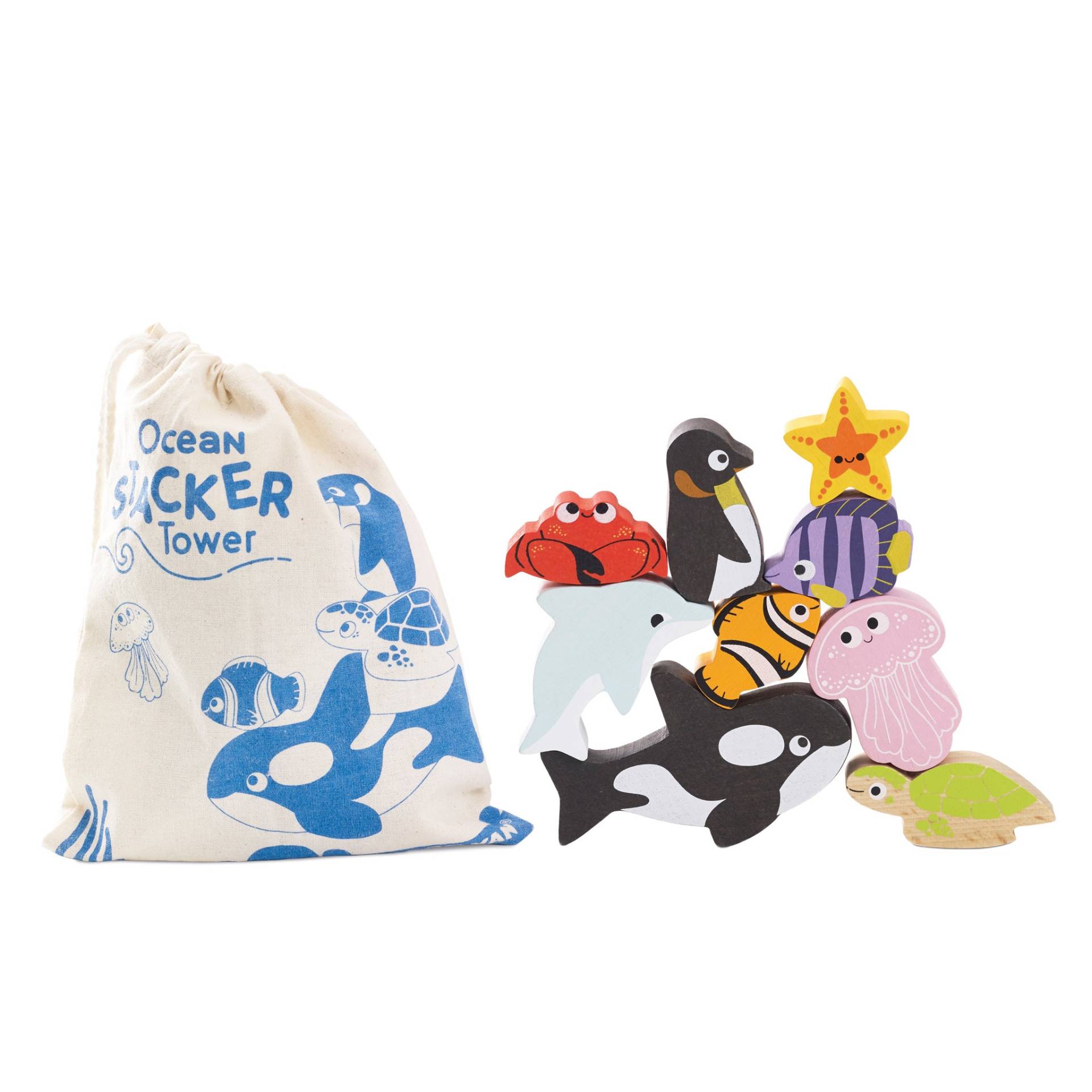 Le Toy Van Stapelklötze Meerestier &  Beutel, Babyspielzeug von Le Toy Van