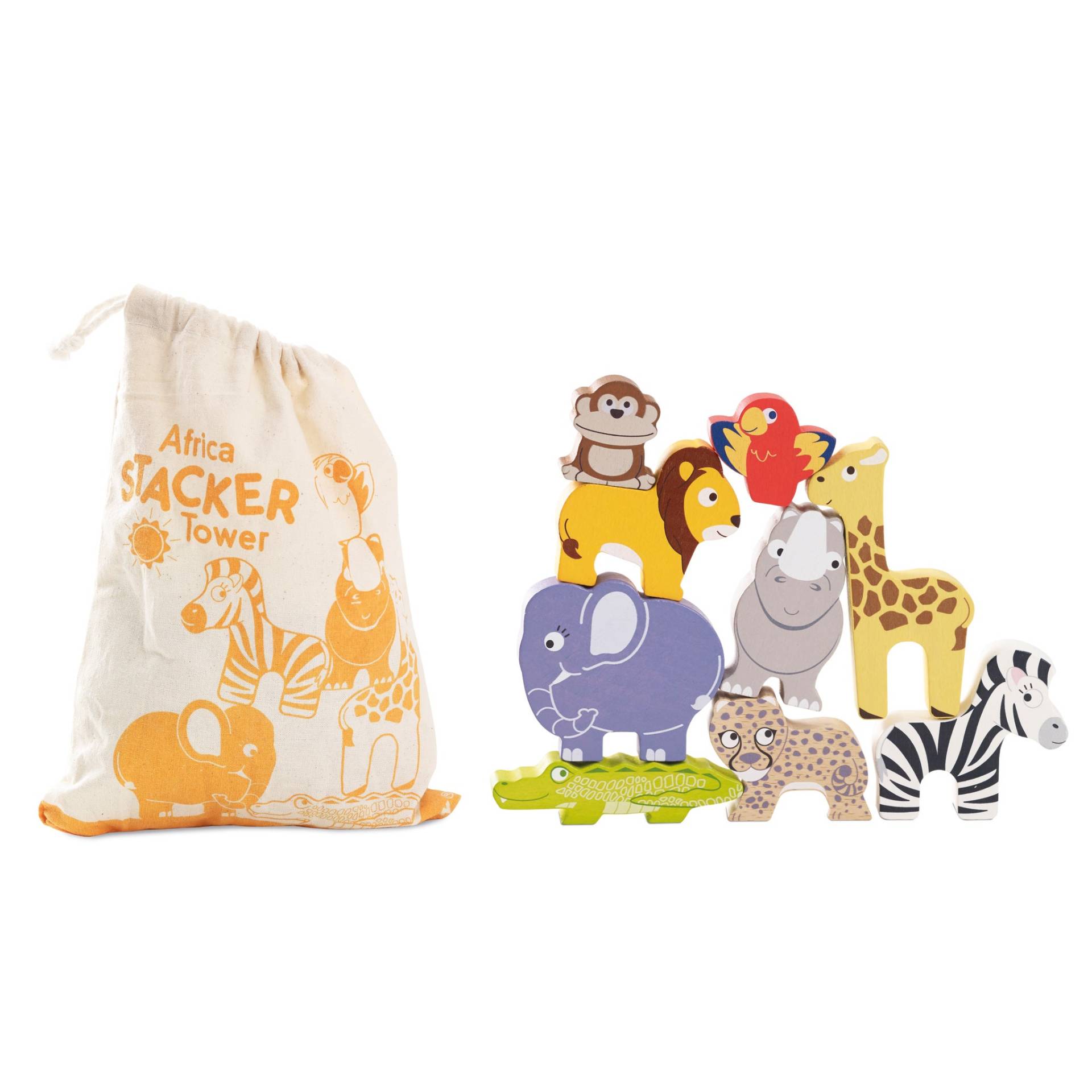 Le Toy Van Stapelklötze Savannentier &  Beutel, Babyspielzeug von Le Toy Van