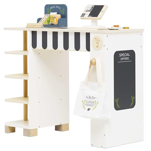 Le Toy Van - TV338 - Großer Supermarkt Spielzeug für Kinder ab 3 Jahren, Kistentisch aus Holz, 79 x 36 x 81 cm, mit Zubehör und Scannertafel und Förderband Le Toy Van - TV338 - Großer Supermarkt Spielzeug für Kinder ab 3 Jahren, Kistentisch aus Holz, 79 x 36 x 81 cm, mit Zubehör und Scannertafel und Förderband von Le Toy Van
