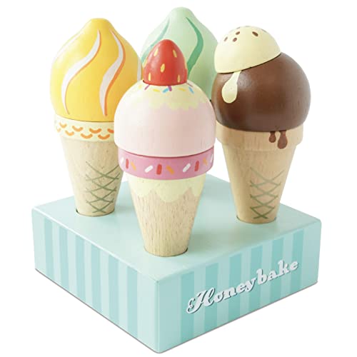 Le Toy Van - Educational Wooden Toy Honeybake Ice Creams Pretend Play Kids Playset, 6 Pieces - Great Gifts for A Boy Or Girl - Best for 2, 3, 4 and 5 Year Olds von Le Toy Van