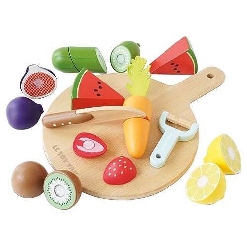 Le Toy Van - TV355 - Lernspiel für 2-jährige Jungen, Obst- und Gemüsespiel zum Schneiden von FSC-Holz, 18 Teile, Küchenspielzeug von Le Toy Van